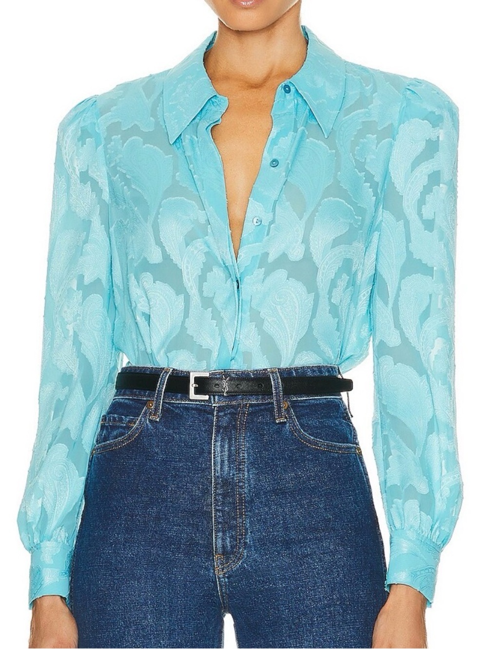 L’Agence Jenica Paisley Blouse | Aqua | Size S